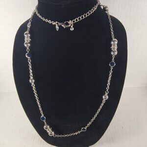 Chico's Silver Chain & Beaded Modest Simple Classic Casual Long 40" Necklace